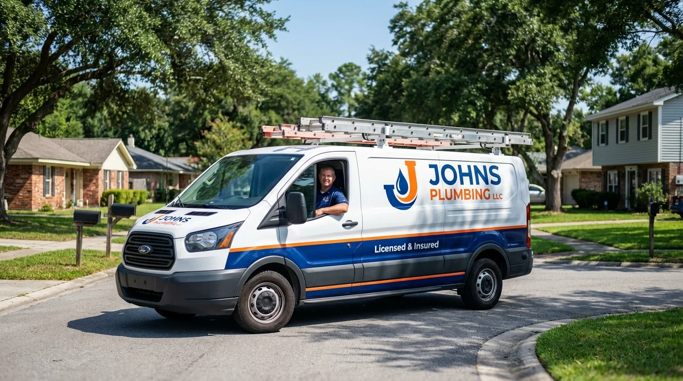 Johns Plumbing LLC service van in Winnsboro, SC