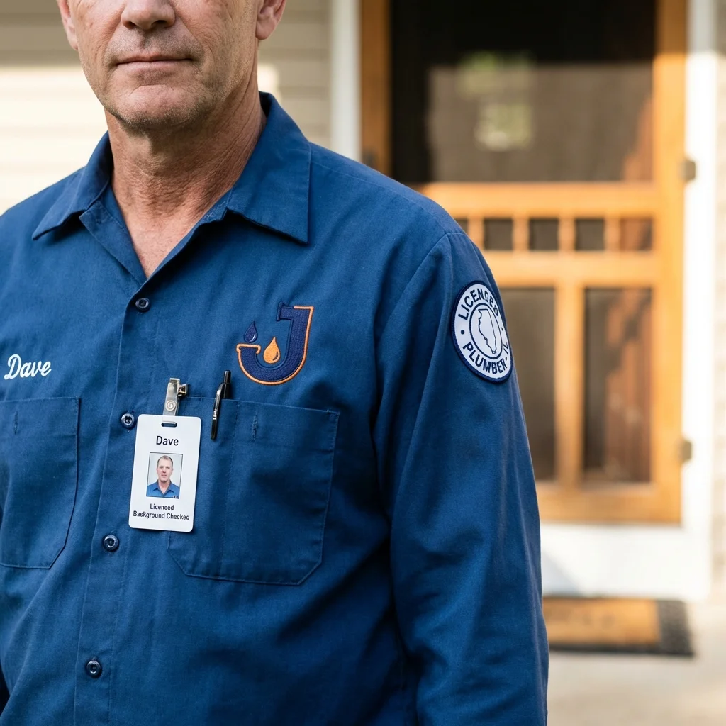 Licensed plumber showing ID badge in Winnsboro, SC