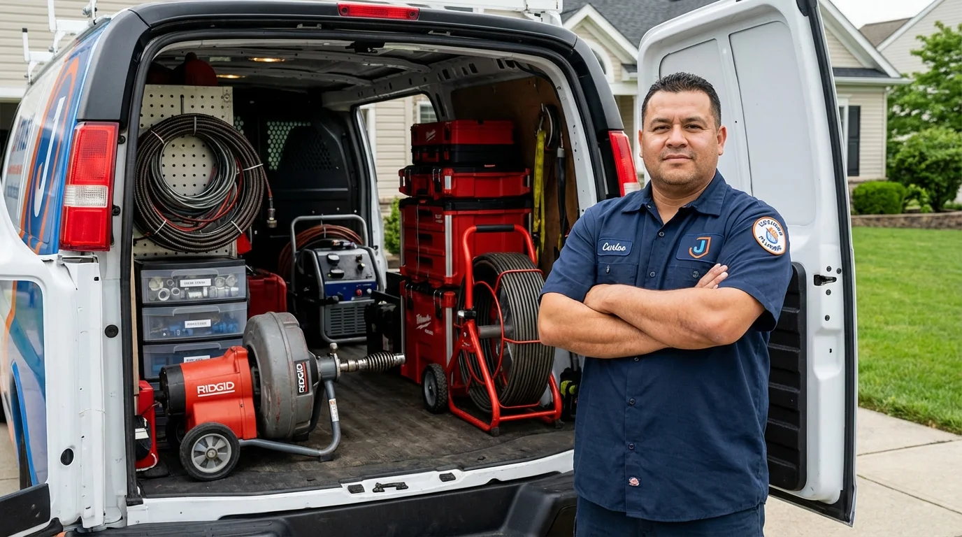 Professional drain cleaning equipment and Johns Plumbing LLC plumber in Winnsboro